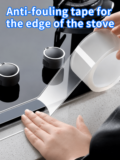 1pc Single-Sided Nano Tape, Transparent Waterproof Anti-Mold Anti-Oil Stain Sealing Tape, Removable Residue-Free Sealing Strip, Suitable For Kitchen Countertop, Stove, Sink, Bathroom Bathtub, Shower Room And Toilet Gaps
