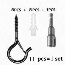 21/41 Piece Set Q-Type - Iron Ceiling Hook With Buckle - Rural Black Metal Wall Hanging Hook, Suitable For Outdoor String Lights, Lanterns, Christmas Decorations, Wind Chimes, Halloween - Easy To Install And Non-Destructive Disassembly - Multicolor - View 12