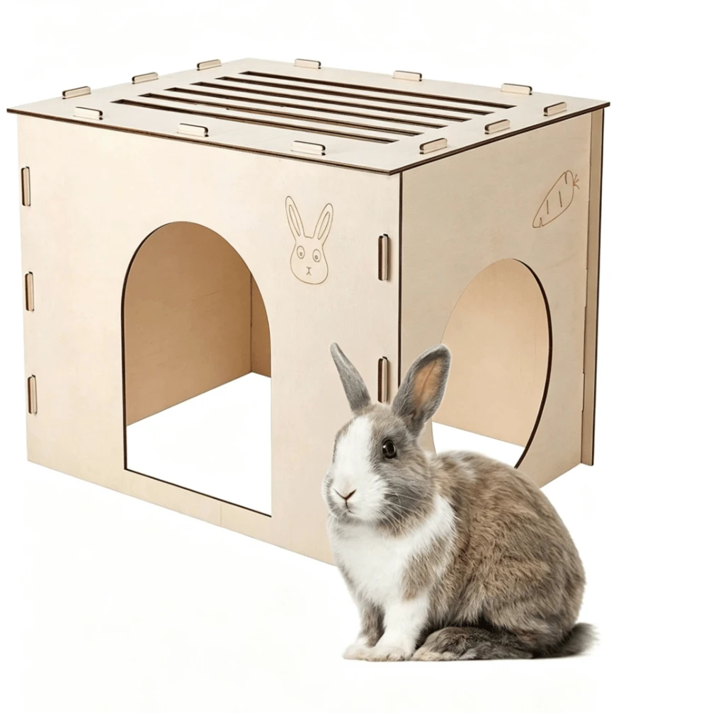 1pc/Set Wooden Rabbit Hideout Castle, Rabbit House And Hideout, Wooden Rabbit Hideout, Suitable For Indoor Rabbit, Hamster And Guinea Pig Hideout - one-size - View 1