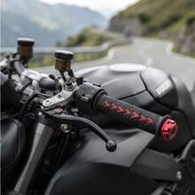 Universal Motorcycle Handlebar Grips | 22mm 24mm MX Gel Rubber Grips With CNC End Caps | Non-Slip Off-Road Motorcycle Handlebar Grips Full Set Suitable For Kawasaki Suzuki - A - View 4