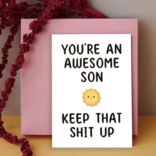 Funny Son Greeting Card, You're An Awesome Son Keep That Up Humorous Note Card With Cute Sun Pattern, Unique Birthday Graduation Encouragement Gift For Adult Son From Mom Dad, Blank Inside Stationery Card With Red Envelope For All Occasions - Greeting Cards for Children - View 3