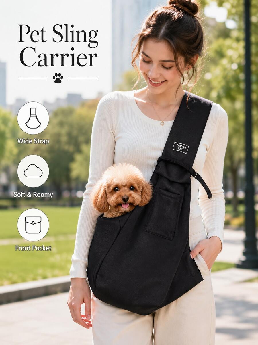 1pc Comfortable Spacious Pet Carrier Bag, Cat & Dog Outdoor Carrying Bag, Breathable Polyester Material, Pet Shoulder Bag With Phone Pocket, Lightweight For Outdoor Use, Suitable For Small/Medium Pets Under 15lbs