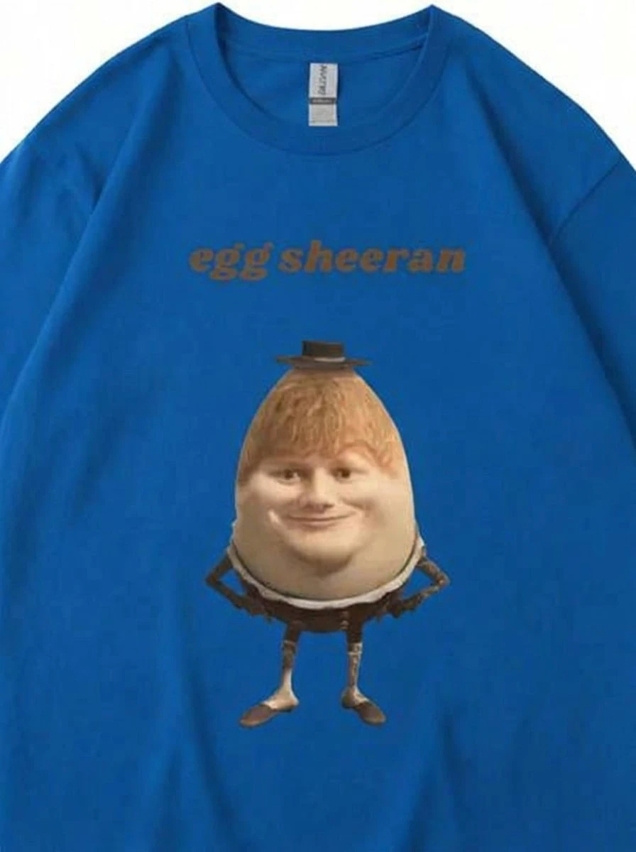 Tops De MujerStreetwear Funny Egg Ed Sheeran Meme Graphic T Shirt Breathable Casual Short Sleeve Men Women Tee Shirts Oversized GiftLoose And Comforta - 皇家 - 查看 1