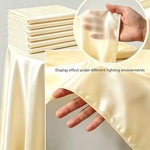 1 pieza Mantel redondo de satén blanco acabado, 228cm, adecuado para bodas y fiestas - Multifuncional para banquetes, festivales, decoración de mesa de comedor de hotel o telón de fondo - lechoso - Ver 9