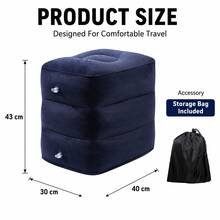 旅行足部休息枕，可攜式充氣式，附雙手幫浦，三層可調高度，適用於飛機、汽車、巴士、火車、辦公室的足部休息枕 - 多色 - 查看 12