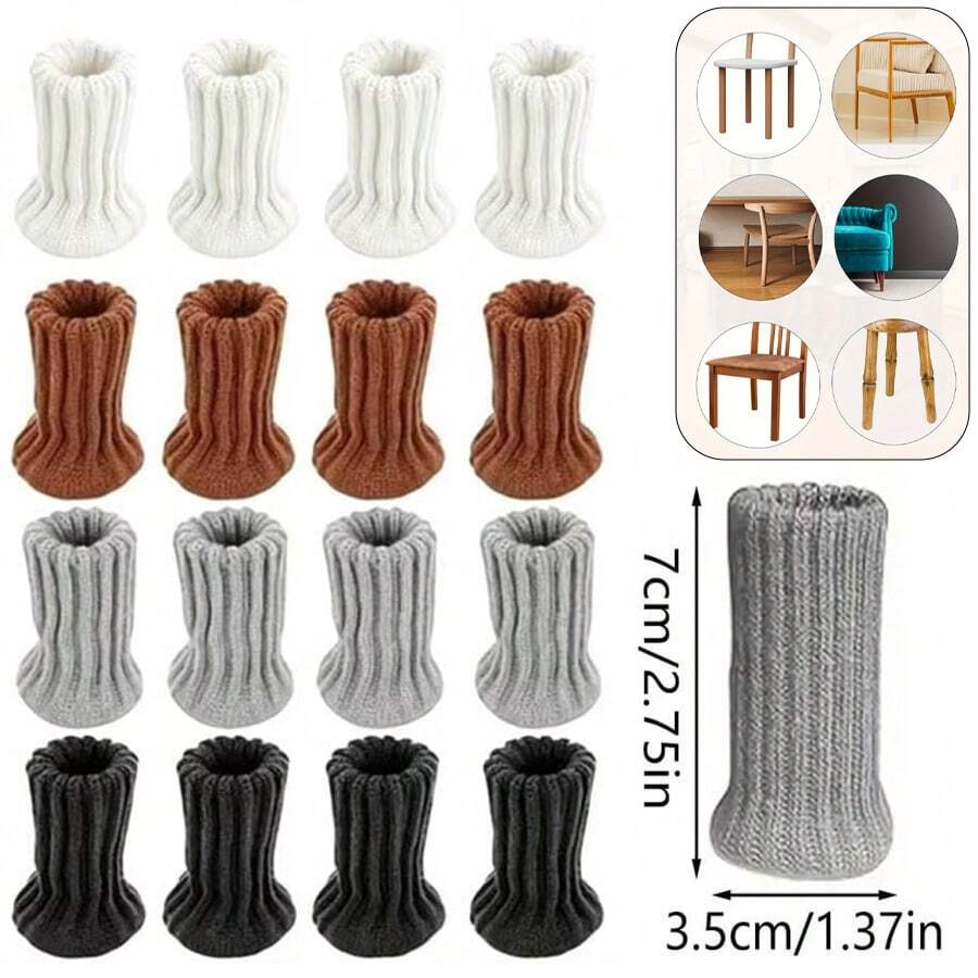 8-Piece Set Of Knitted Table Leg Covers, Fabric Silent Table And Chair Foot Covers, Protective Flooring And Furniture, High Elasticity Floor Protection Pads, Suitable For Table Legs Of Various Diameters, Knitted Furniture Pads