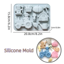 SILIKE LUFEI DIY 9格農場主題矽膠模具，適用於蠟燭蠟、石膏裝飾、手工皂與樹脂 - 農場矽膠模具 - 查看 8