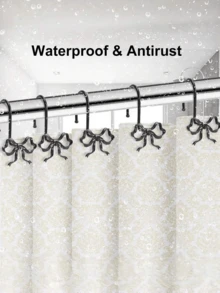 12pcs Metal Bowknot Shower Curtain Hooks, Decorative Bathroom Shower Curtain Rings Curtain Hooks - Multicolor - View 4