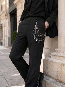 1pc Punk Style Fashion Waist Chain, Star Cross Pants Chain, 3-Layer Pants Chain, Made Of Full Rhinestone Star, Star Chain, Full Rhinestone Cross Accessories Combination Unique Metal 3-Layer Chain, Hip Hop Skirt Accessory Pants Chain, Suitable For Summer/Autumn, Autumn/Winter, Christmas, Halloween, Back To School Season, Classmate Gift, Friend Gift, Family Gift - Multicolor - View 3