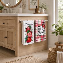 2/4/6pcs Strawberry Pattern Printed Kitchen Towels, Super Soft Microfiber High Absorbent Tea Towels, Dish Cloths, Cleaning Towels, Hand Towels, Suitable For Cooking, Baking, Wiping Cleaning And Kitchen Decor, Kitchen Accessories, Daily Essentials - Multicolor - View 2