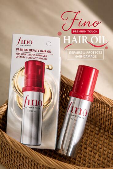 Shiseido Fino Hair Oil, Serum Rambut Tanpa Bilas untuk Memperbaiki Rambut yang Dikeriting, Dicat, Kering, dan Kusut, Minyak Rambut Ringan, Tidak Berminyak, Wangi Tahan Lama, dan Menghaluskan.