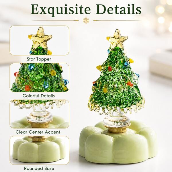 1pc Mini Green Christmas Tree Desktop Ornament With Star Topper And Colorful Beads, Compact Holiday Decor For Desk, Shelf, Office, Bedroom And Christmas Party Display