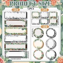 72 Pieces Eucalyptus Name Tags First Day Of School Rose Name Labels Greenery Leaves Self-Adhesive Labels Plate Stickers For Desk Classroom Teacher Students Office Back To School Supplies - View 6