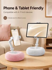Foldable Pillow Phone Holder With Storage Compartment For Earphones And Charging Cables, 3-Axis Adjustable Mechanical Arm, Suitable For Bed, Sofa, Desk, Office And More - Multicolor - View 8