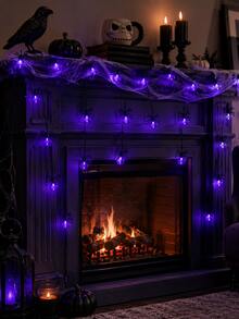 1pc Halloween Spider LED String Light, Battery Box Powered 5m 15 LEDs Purple Spider Fairy Light For Halloween Party Bedroom Living Room Window Indoor Decor - Purple color light - View 5