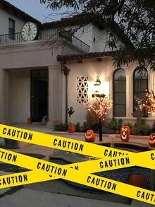 10pcs Creepy Halloween Warning Tape With Bloody Handprint - , Weatherproof Warning Sign For Haunted House Decorations, Creepy Mood Enhancer,Creative And Stylish Halloween Decorations To Enhance The Festive Atmosphere,Halloween Scene Decoration Gift - Multicolor - View 6