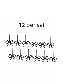 12pcs Metal Bowknot Shower Curtain Hooks, Decorative Bathroom Shower Curtain Rings Curtain Hooks - Multicolor - View 7