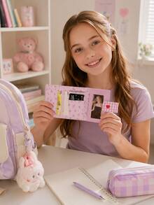 XD Korean Style Fresh Floral Ditsy Print Mini Trifold Kids Wallet, Heart Snap Button Minimalist Versatile Short Coin Card Holder, Student Girl Portable Multi-Layer Card Slot Storage Bag, Soft Macaron Floral Coin Purse, Cute Sweet Campus Commute Multi-Function Small Wallet - Multicolor - View 6