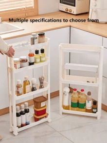 HOUSHELIF Carrito estrecho de 9,5 cm/3,74 pulgadas para cocina y baño, estantería de almacenamiento con ruedas y cerradura para espacios pequeños - Multicolor - Ver 7