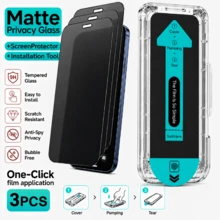 3 buah Pelindung Layar Kaca Tempered Matte untuk Privasi, Kompatibel dengan Seri 17 Pro Max/17 Pro/17 Air/17/15 Plus/15 Pro Max/15 Pro/15/14 Pro Max/14/14 Plus/14 Pro/13/13 Pro/13 Pro Max, Perlindungan Penuh Anti-Intip 9H, Kit Pemasangan Otomatis, Permukaan Anti-Silau, Anti-Sidik Jari, Anti-Gores, Sentuhan Halus - 3 buah - View 17