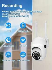 GENAI 1/2/4pcs 1080p HD Smart Home Security Camera - Full-Color Night Vision, PTZ/Zoom, Two-Way Audio, Pet Monitoring With Motion Alert - Wireless Indoor/Outdoor Security Camera - White - View 8