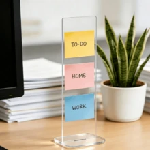 1pc Detachable High-Definition Transparent Acrylic Vertical Memo Board, Desktop Sticky Note & To-Do List Storage Stand, Minimalist Office Desk Schedule Organizer Accessory, Home Office Universal Desktop Task Planning Organizer Decorative Display - A - View 11