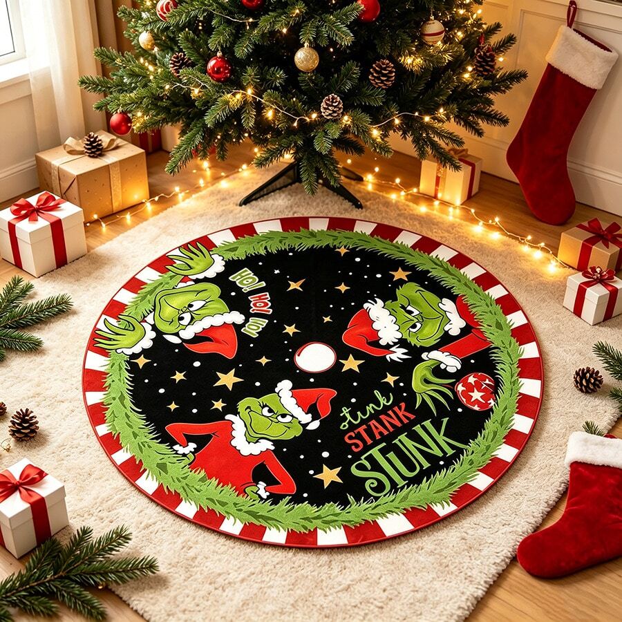 The Grinch 1件裝聖誕樹裙 多圖案聖誕樹底座套 節日主題居家派對聖誕裝飾 - 多色 - 查看 1
