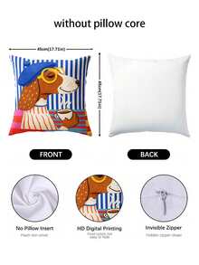 4pcs Vibrant Striped Dachshund Throw Pillow Covers, Retro Color Block Striped Cartoon Puppy Print Pillow Covers, Vibrant Maximalist Modern Art Decorative Pillow Covers, Suitable For Sofa, Bedroom And Home Decor (Pillow Insert Not Included) - Multicolor - View 5