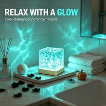 RGB Halloween Atmosphere Light USB Aurora Water Ripple Projection Lamp Color Changing LED Decorative Night Light Touch Control Rotating Mood Light Bedroom Desktop Decor Horror Party Holiday Decoration - Square Water Ripple Light - View 8