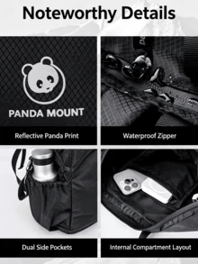 CAMEL CROWN Large Capacity Lightweight Minimalist Hiking Backpack, Waterproof Portable Travel Backpack, Suitable For Outdoor Climbing And Sports - Phantom Black - View 3