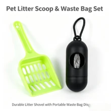 Pá Portátil para Coleta de Fezes de Animais de Estimação com Sacos de Lixo, Pá de Plástico Durável e Fácil de Limpar para Resíduos de Animais de Estimação, Ferramenta de Limpeza Conveniente para Passeio com Cachorro, Camping e Viagem, Adequada para Cães e Gatos - Visão 11
