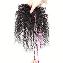 Kinky Curly Human Hair Toppers With Bangs Silk Base 3 Clips Natural Black Curly Human Hair Toppers Invisible Seamless Clourse Topper Hairpieces For Women Daily Wear - Natural Black - View 4