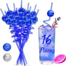 16pcs Reusable Disco Ball Straws, 70s Disco Party Decoration Mirror Ball Spiral Pattern Straws, Assorted Spiral Pattern Straws, Suitable For Bachelorette Party, Holiday, Wedding, Birthday Party Decoration, Party Supplies - Multicolor - View 17