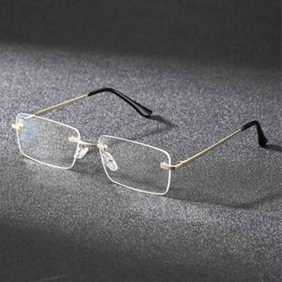 1pc Men's Fashion Glasses, New High-End Gold Frame, Unisex, Minimalist, Versatile