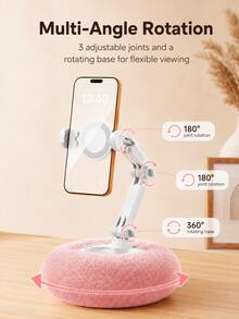 Foldable Pillow Phone Holder With Storage Compartment For Earphones And Charging Cables, 3-Axis Adjustable Mechanical Arm, Suitable For Bed, Sofa, Desk, Office And More - Multicolor - View 5