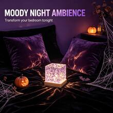 RGB Halloween Atmosphere Light USB Aurora Water Ripple Projection Lamp Color Changing LED Decorative Night Light Touch Control Rotating Mood Light Bedroom Desktop Decor Horror Party Holiday Decoration - Square Water Ripple Light - View 2