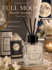 EVODUCK Full Moon Phase Crystal Reed Diffuser 50ml, Moonlight Jasmine Scented Essential Oil Diffuser, Built-In White Crystal, Comes With 4 Fiber Reeds, Aesthetic Moon Style Room Decor, Birthday Gift For Her, Suitable For Bedroom, Bathroom, Desk, Shelf, Small Spaces, Home Decor Gift - Mixed Fragrance - View 10