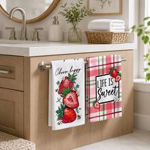 2/4/6pcs Strawberry Pattern Printed Kitchen Towels, Super Soft Microfiber High Absorbent Tea Towels, Dish Cloths, Cleaning Towels, Hand Towels, Suitable For Cooking, Baking, Wiping Cleaning And Kitchen Decor, Kitchen Accessories, Daily Essentials - Multicolor - View 1