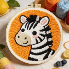 DIY Punch Needle Embroidery Starter Kit, Includes Punch Needle, Yarn, Instructions, Embroidery Hoop And Pre-Printed Fabric (Cat/Panda/Dog), Creative Handmade Wall Decor Or Gift, 2D Printed Punch Needle Embroidery Beginner Set, 20x20cm (7.87x7.87in) - A - View 8
