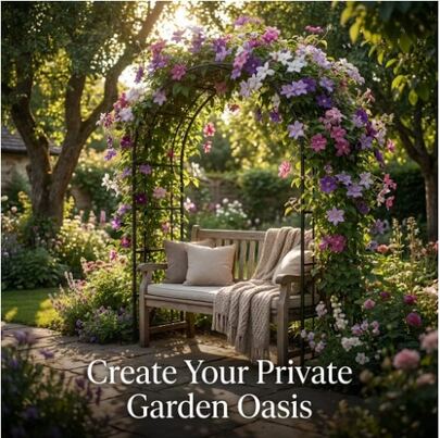 7.9FT Metal Garden Arch Trellis, Vintage Style Climbing Plant Archway For Roses Vines, Outdoor Garden Arbor For Wedding Party Ceremony Decoration