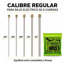 Ernie Ball 2836 Regular Slinky Cuerdas para Bajo Eléctrico de 5 Cuerdas, Calibre 45-130 + 6 Púa - Verde - Ver 3