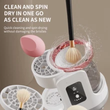 Electric Makeup Brush Cleaner, Wash & Dry All-In-One, One-Click Deep Cleaning/Stain Removal + Fast Air Drying Ready To Use, Gentle On Bristles, USB Powered, Compact & Elegant, Great Gift For Girls - Handheld Scrubber - View 5