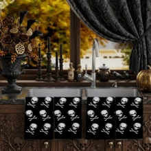 2/4/48pcs Halloween Series Repeating Skull & Crossbones Pattern Printed Kitchen Towels - Ultra Soft, Highly Absorbent Polyester Dish Cloths & Hand Towels, Perfect For Holiday Decor, Kitchen Decor, Party Decor - Multicolor - View 3