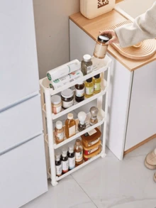 HOUSHELIF Carrito estrecho de 9,5 cm/3,74 pulgadas para cocina y baño, estantería de almacenamiento con ruedas y cerradura para espacios pequeños - Multicolor - Ver 10