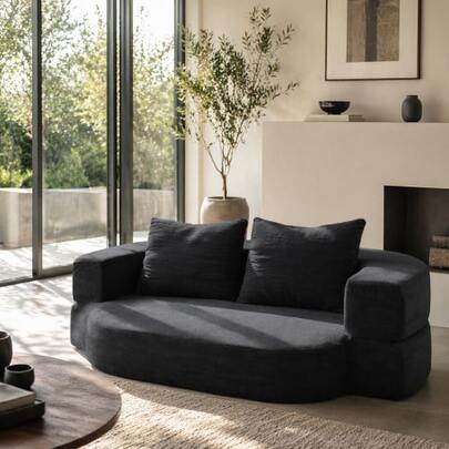 Folding Sofa Bed, Convertible Futon Sleeper Bed, 2-In-1 Foldable Floor Mattress With 2 Pillows