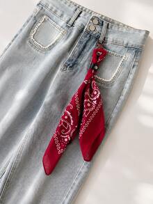 Móc khóa khăn vuông họa tiết Paisley vintage, phụ kiện đeo hông phong cách hip hop đường phố, mặt treo trang trí quần jeans unisex - Nhiều màu - Xem 1