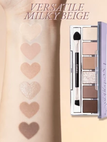 Paleta de sombras de ojos nude de 6 colores Eunarz, adecuada para uso diario, mejor opción para primavera/verano, regalo de cumpleaños ideal, alta saturación de color, color óptimo - #PA021 VELO MARRÓN - Ver 4