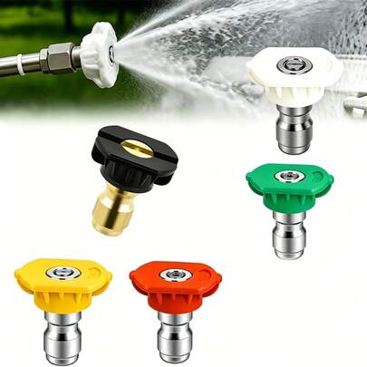 7pcs High Pressure Washer Nozzle Set With Storage Rack, 1/4" Quick Connect Power Washer Nozzles, Up To 4000 PSI Multi-Angle Replacement Tips, Suitable For Car, Patio, Driveway And Outdoor Surface Heavy Duty Cleaning