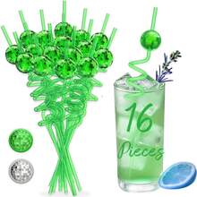 16pcs Reusable Disco Ball Straws, 70s Disco Party Decoration Mirror Ball Spiral Pattern Straws, Assorted Spiral Pattern Straws, Suitable For Bachelorette Party, Holiday, Wedding, Birthday Party Decoration, Party Supplies - Multicolor - View 15