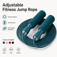 Sports Outdoor Foam Grip Smooth Bearing Jump Rope, PVC Coated Steel Wire Fitness Jump Rope, Portable Fitness Equipment, Adjustable Length, Suitable For Men And Women, Applicable For Home Gym, Outdoor Workout And Weight Loss Training - Multicolor - View 1
